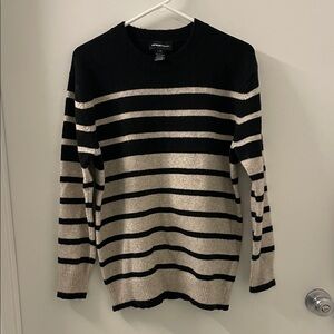 Fifteen Twenty Black and Cream Striped Crewneck Sweater